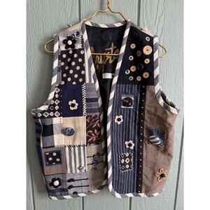 Vintage Crystal Handwovens Patchwork Vest Size M Cottagecore / Artisanal / Boho